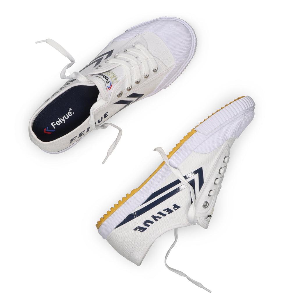 white and navy shoes