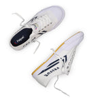 white and navy shoes