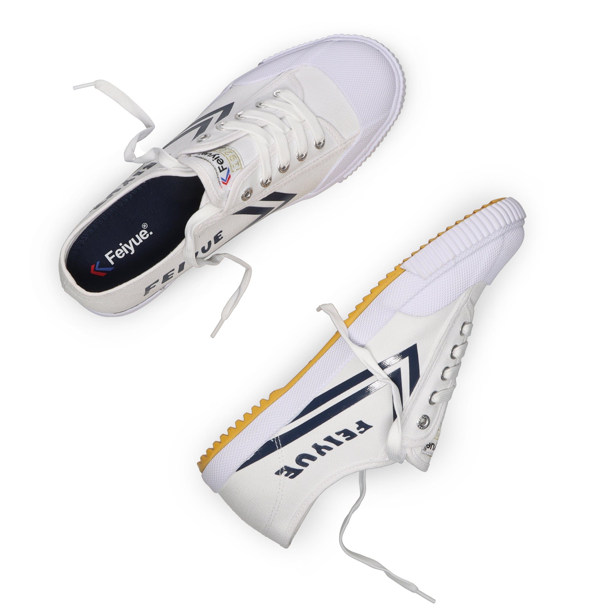 white and navy shoes